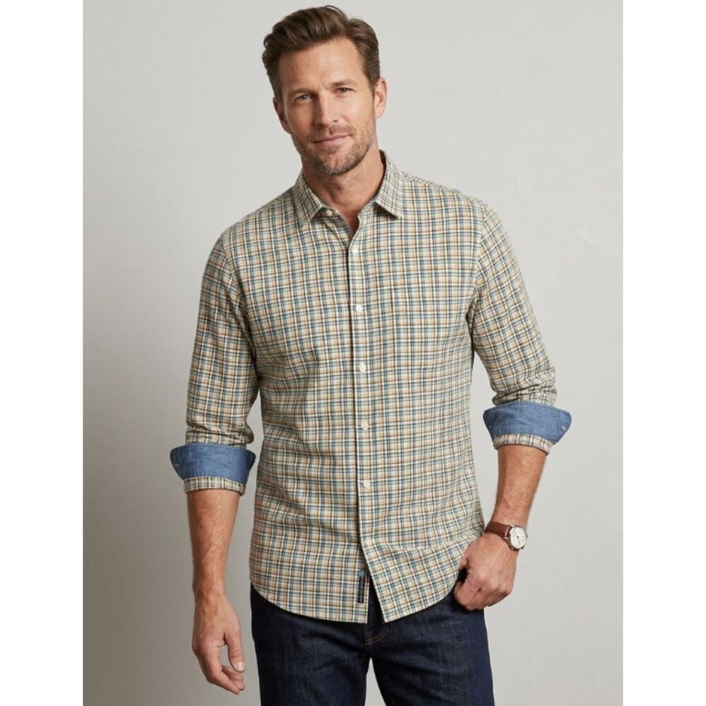 Banana Republic Stretch Slim Fit Soft Wash Plaid Shirt Men's Size Large